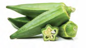 Green okra pods